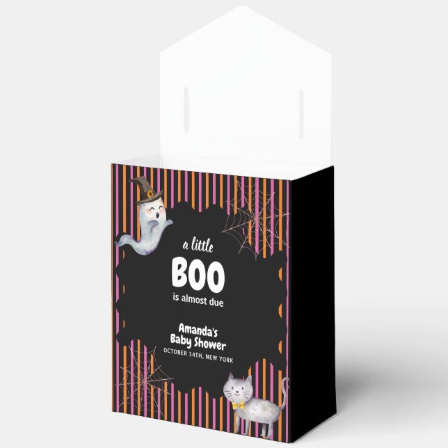 Modern Little Boo Ghost Cat Baby Shower  Favour Box (Open)