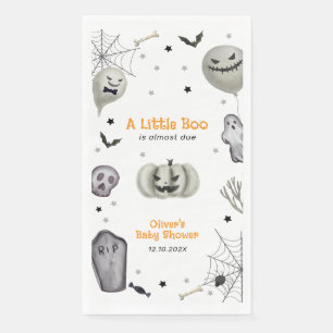 Modern Little Boo Ghost Halloween Boy Baby Shower Napkin