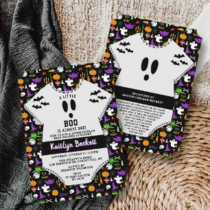 Modern "Little Boo" Halloween Baby Shower Invitation