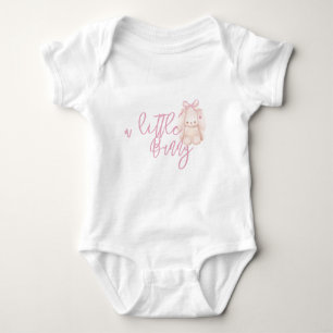 Modern Little Bunny Cute Pink Baby Bodysuit