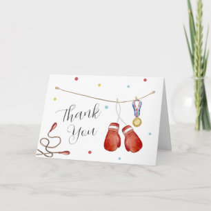 Modern Little Champion Boxing Sport Baby Shower Thank You Card
