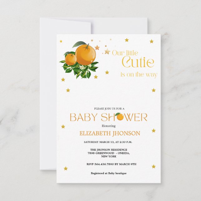  Modern Little cutie neutral baby shower Invitation (Front)