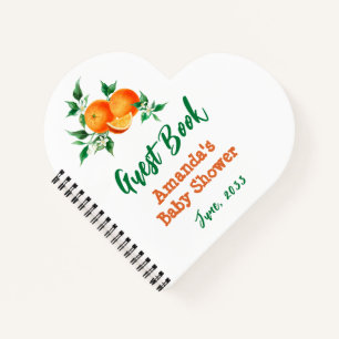 Modern Little  Cutie Orange Baby Shower Guest Book