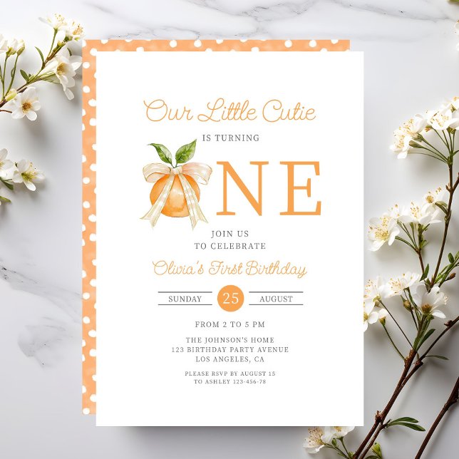 Modern Little Cutie Orange Citrus 1st Birthday Invitation (Modern Little Cutie Orange Citrus 1st Birthday Invitation)