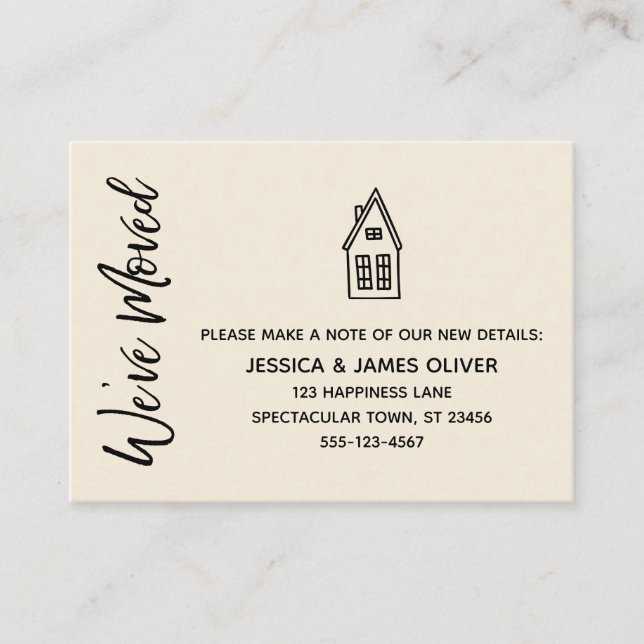 Modern, Little House "We've Moved" Cream Card (Front)