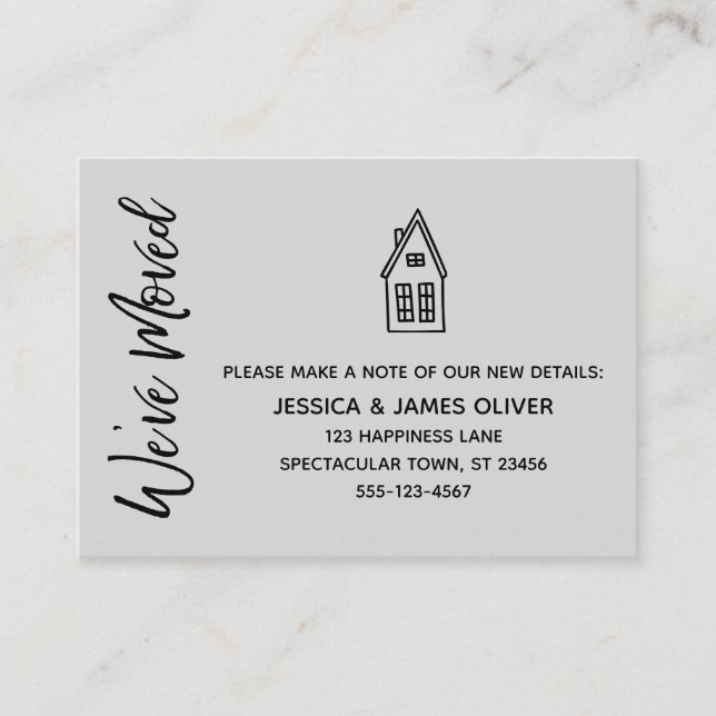 Modern, Little House "We've Moved" Light Grey Card (Front)