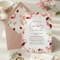 Modern Little Love Bug Red Pink Baby shower 