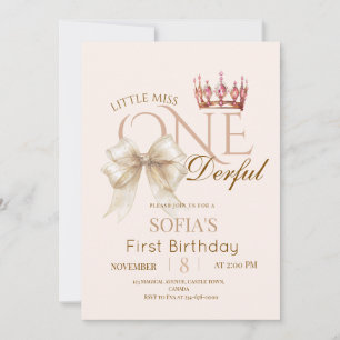 Modern Little Miss ONEderful First 1st Birthday Invitation