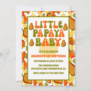 Modern Little Pa Pa Ya Baby Papaya First Birthday Invitation