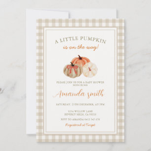 Modern Little Pumpkin Is On the Way Baby Shower Invitation
