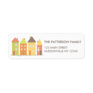 Modern Little Row of Houses Address Label