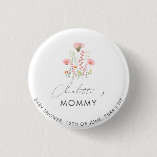 Modern Little Wildflowers Mommy To Be Baby Shower 3 Cm Round Badge