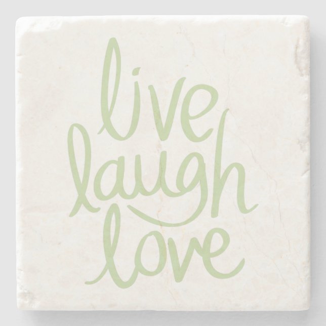 Modern Live Laugh Love Stone Coaster (Front)