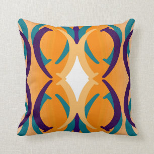 Modern Living on Dark Purple/Orange/Teal/White Cushion
