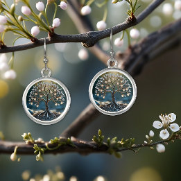 modern living tree silver glass moonstone earrings