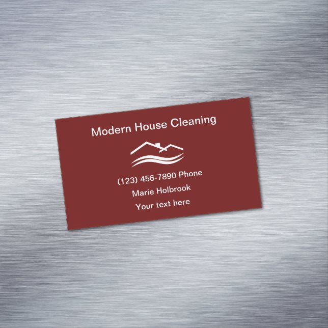 Modern Local House Cleaning Service Magnetic Business Card (In Situ)