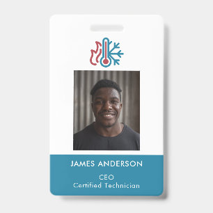  Modern Logo AC Heat Professional HVAC Employee ID Badge