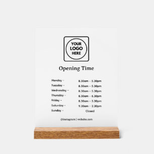 Modern Logo Custom Business Opening Hours Sign