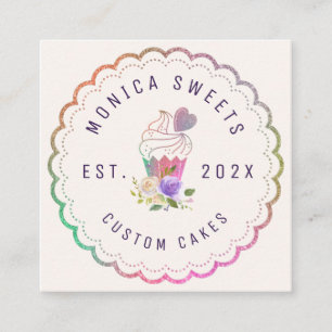 Modern logo custom cakery square business card