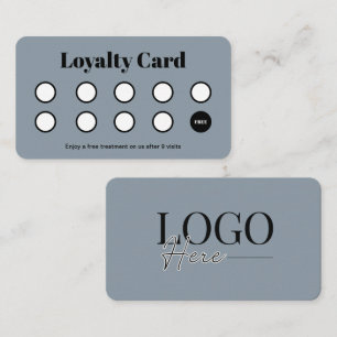Modern Logo Customer Loyalty Punch Card Navy Blue