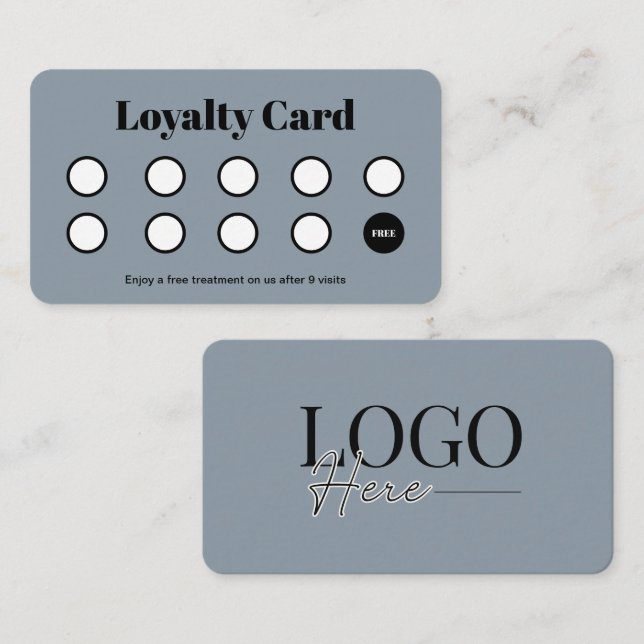 Modern Logo Customer Loyalty Punch Card Navy Blue (Front/Back)
