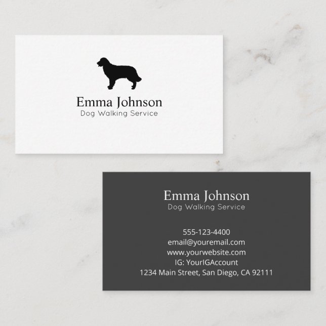 Modern logo Dog Walking Business Card (Front/Back)