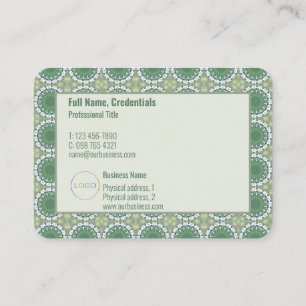 Modern Logo Elegant Abstract Floral Pattern Green Business Card
