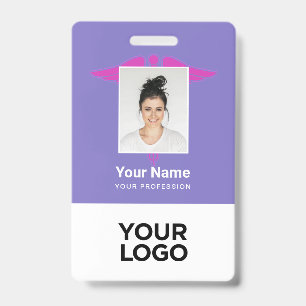 Modern Logo Employee Doctor Nurse Photo Name ID Badge