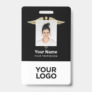 Modern Logo Employee Doctor Nurse Photo Name ID Badge