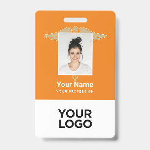 Modern Logo Employee Doctor Nurse Photo Name ID Badge