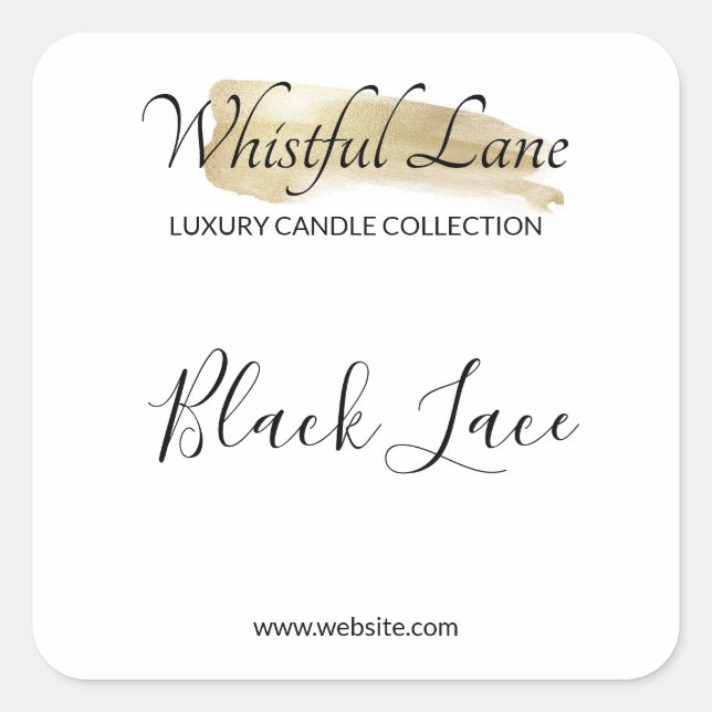 Modern Logo Gold Ink White Candle Product Labels (Front)