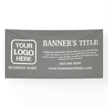 Modern Logo Grey White Business Banner