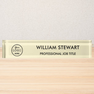 Modern Logo Groovy Employee Staff Minimalist Nameplate