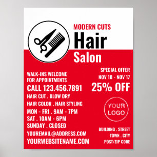 Modern Logo, Hair Stylist, Hair Salon Advert Poster