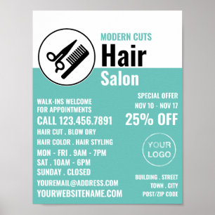 Modern Logo, Hair Stylist, Hair Salon Advertising Poster