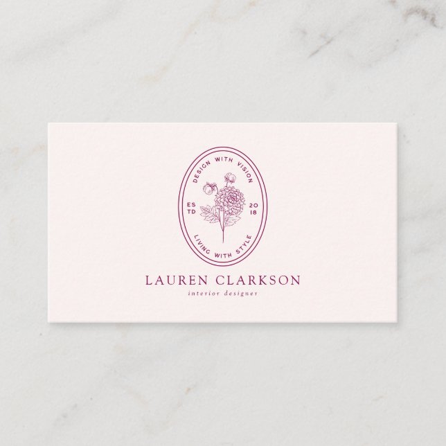Modern Logo Interior Designer Social Media Icons Business Card (Front)