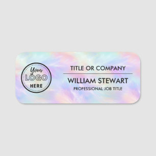 Modern Logo Iridescent Opal Employee Staff Name Tag