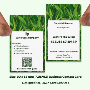 Modern Logo List QR Call to Action Lawn Care Business Card