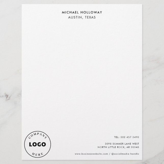 Modern Logo Minimalist Elegant Business Custom Letterhead (Front)
