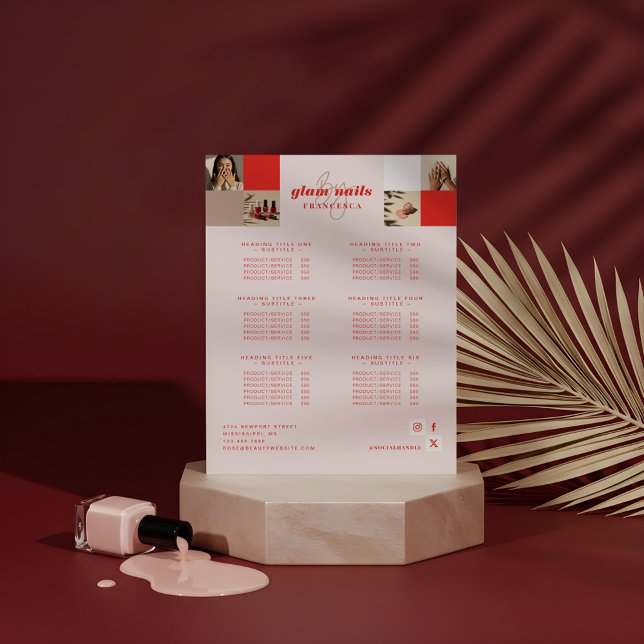 Modern Logo Nail Beauty Salon Service List Pedestal Sign (Modern Logo Nail Beauty Salon Service List Pedestal Sign)