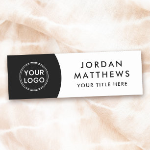 Modern logo, name and title black and white name tag