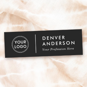 Modern logo, name and title black name tag