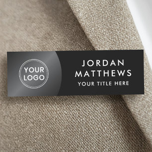 Modern logo, name and title dark gradient black  name tag