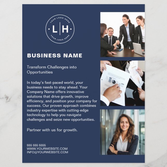Modern Logo Navy Promotional Corporate Business Flyer (Front)