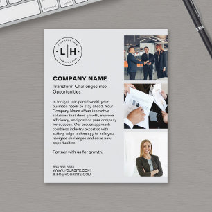 Modern Logo Photo Grey Professional Business Flyer