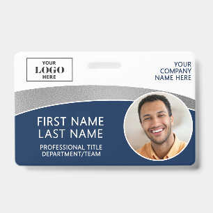Modern Logo Photo ID Barcode Employee Name Badge