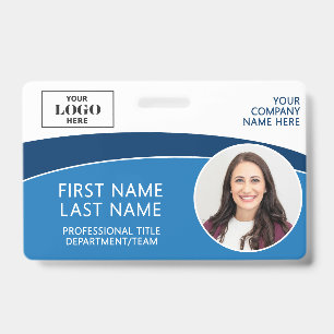 Modern Logo Photo ID Barcode Employee Name Badge