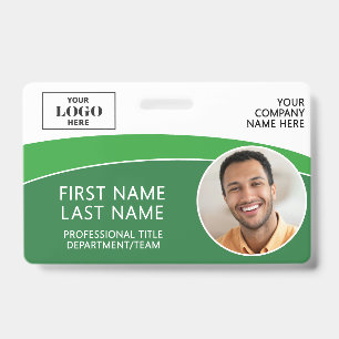 Modern Logo Photo ID Barcode Employee Name Badge
