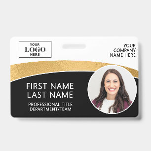 Modern Logo Photo ID Barcode Employee Name Badge