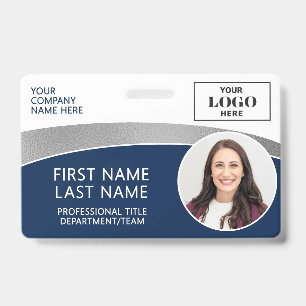 Modern Logo Photo ID Barcode Employee Name Badge